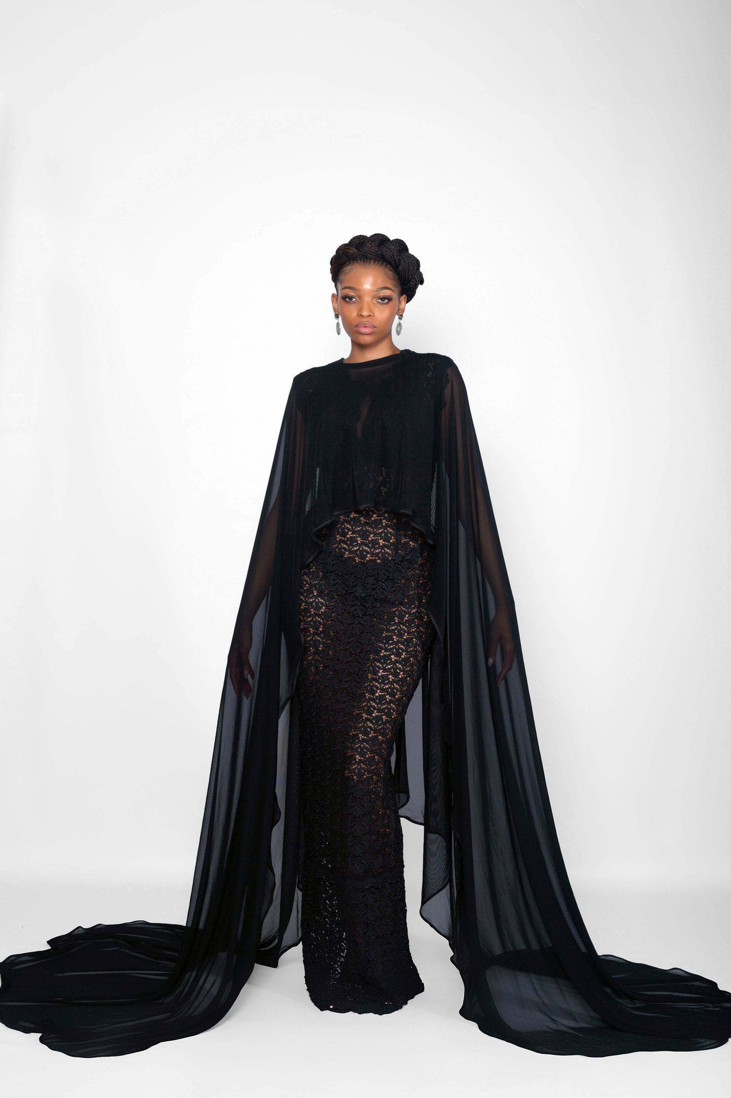 The Lace Bodycon with Floor- length Cape